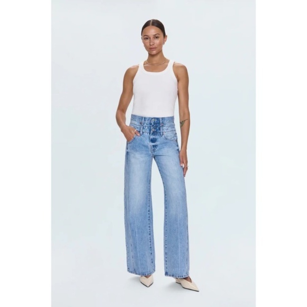 Pistola Caleb High Rise Relaxed Stacked Waist Jeans Era Blue Size 24 New W/ Tags